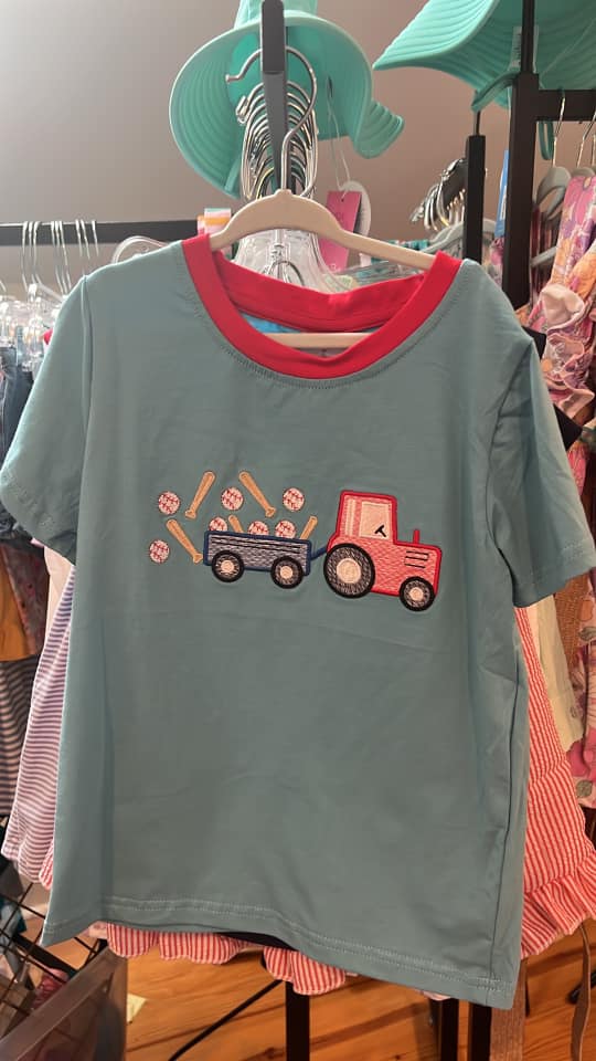 Baseball Tractor Embroidered Top