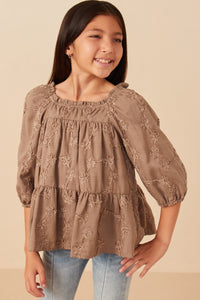 Taupe Floral Embroidered Top