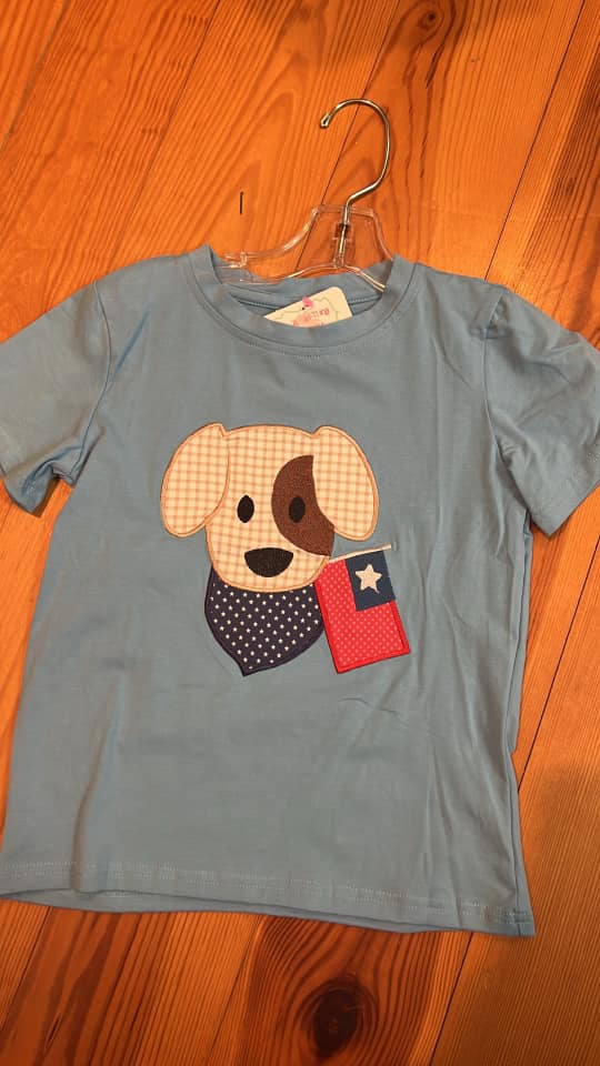 Patriotic Dog Embroidered Top