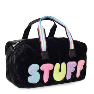 Stuff Black Plush Large Duffle Bag