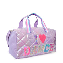 Load image into Gallery viewer, I 💗 Dance Lavender Metallic Large Duffle Bag
