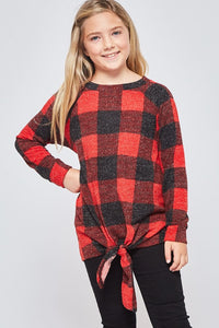 Buffalo Plaid Front Tie Top