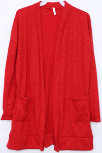 Solid Sweater Cardigan {red}