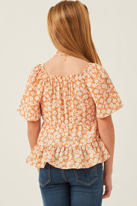 Apricot Floral Smocked Top