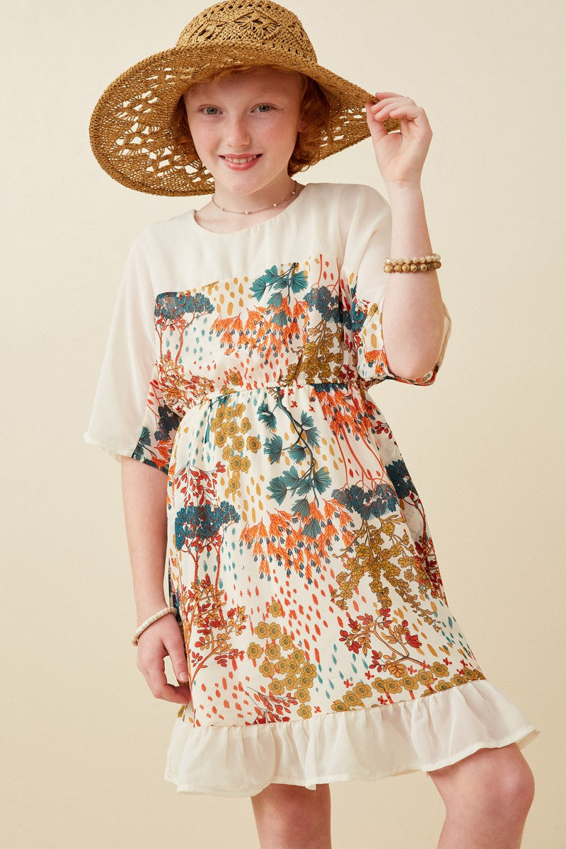 Contrast Floral Dress