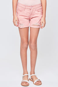 Pink Coral Distressed Shorts