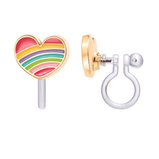 Clip-On Earrings {Rainbow Heart}