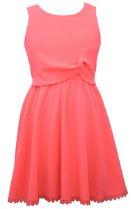 Neon Coral Knot Dress