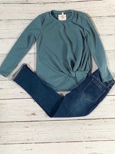 Side-Knot Sweater {teal}