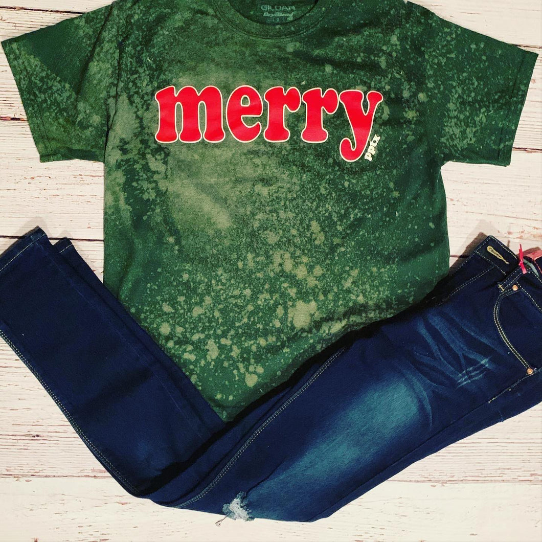 Merry Bleached Tee