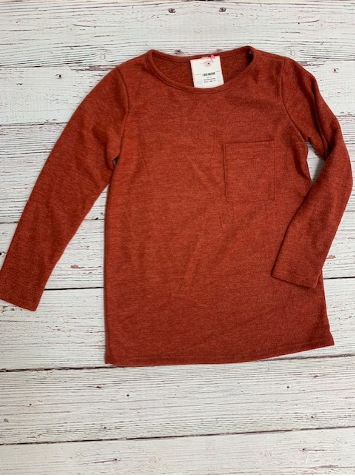 Solid Long Sleeve Pocket Sweater {rust}