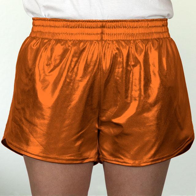 Orange metallic shorts sale