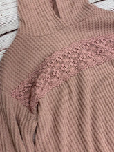 Load image into Gallery viewer, Blush Waffle Hoodie with Lace Detail
